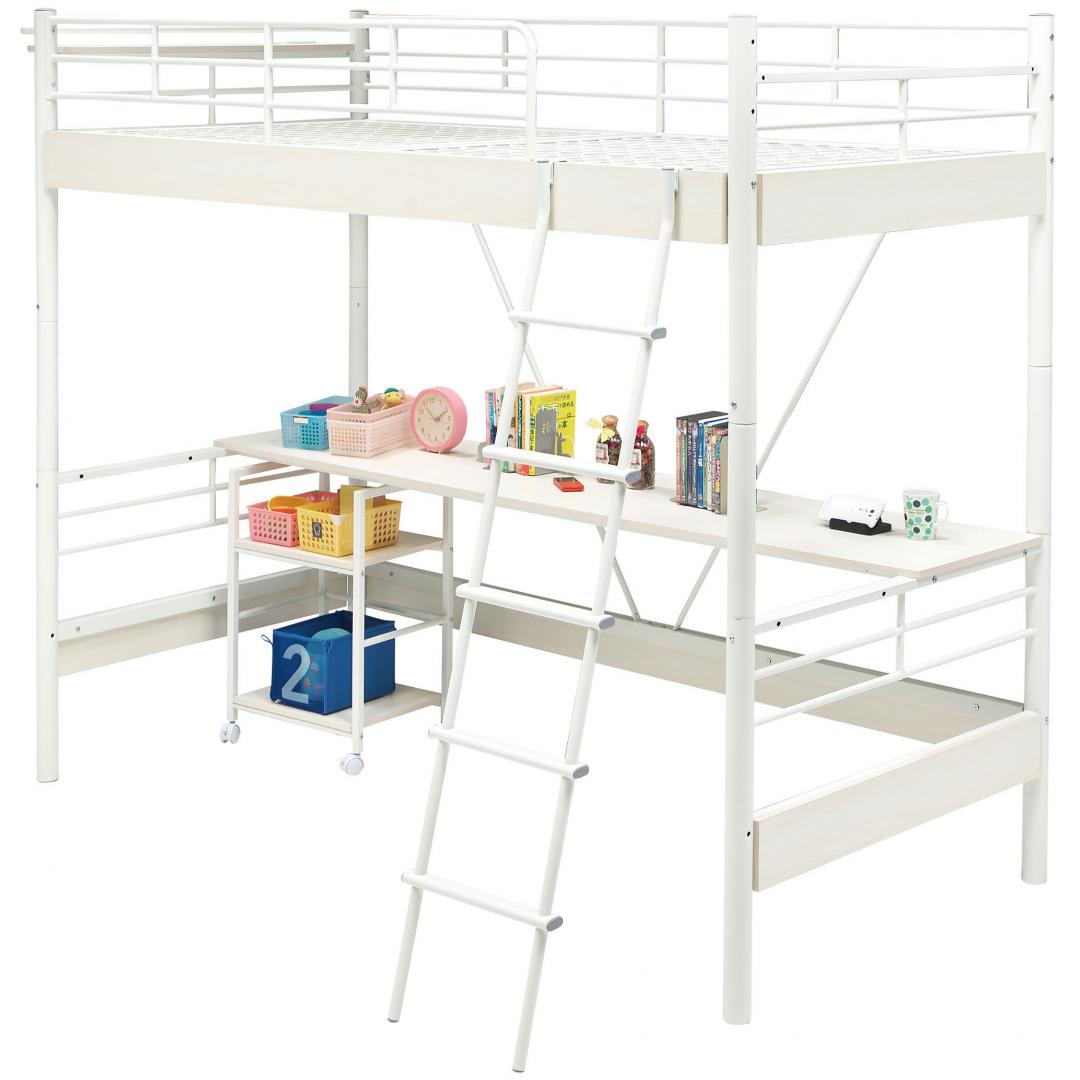 デスク付ベッド　ベイル　ハイベッドデスク　WH/WW