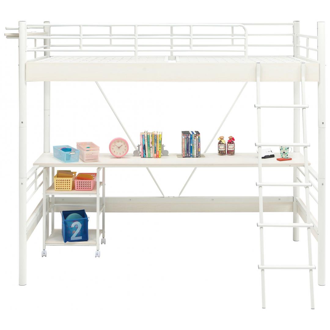 デスク付ベッド　ベイル　ハイベッドデスク　WH/WW