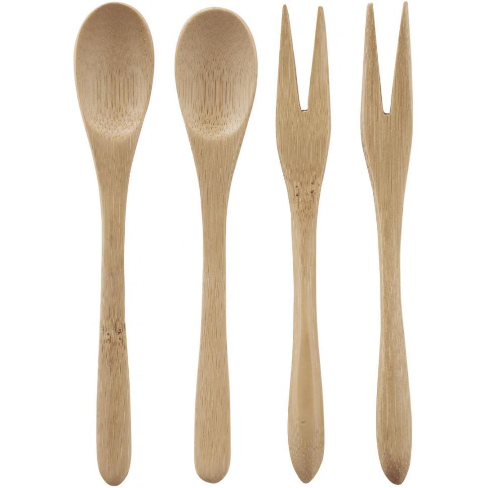 天然木カトラリー　4本組　NA
