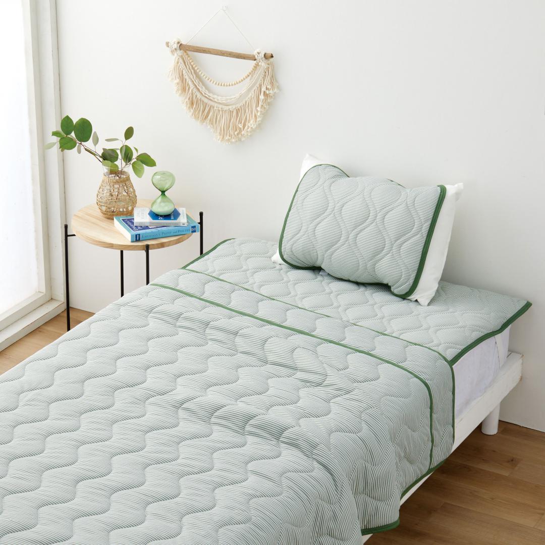 肌ふとん　ボーダーワッフル　GR　(シングル)