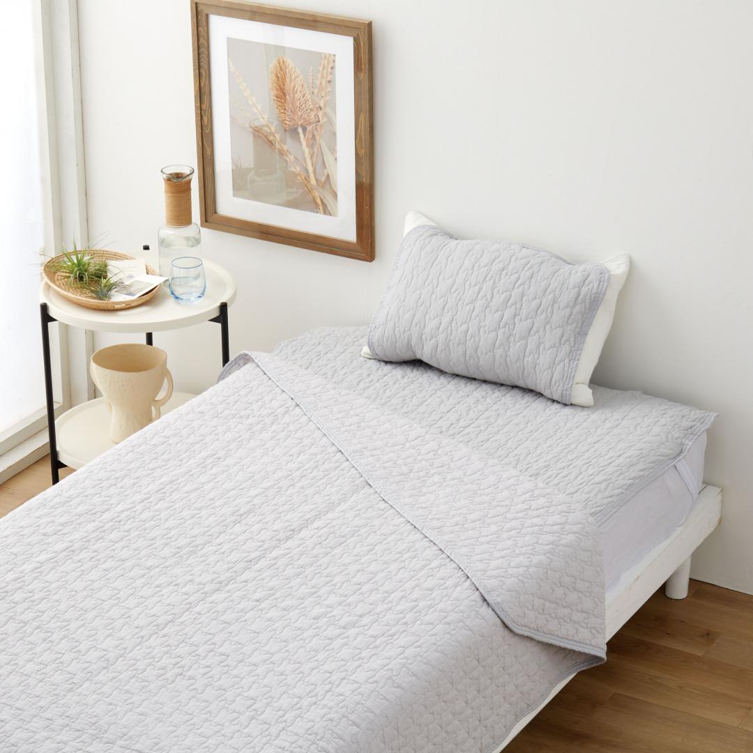 肌ふとん　綿水洗いキルト　GY　(シングル)