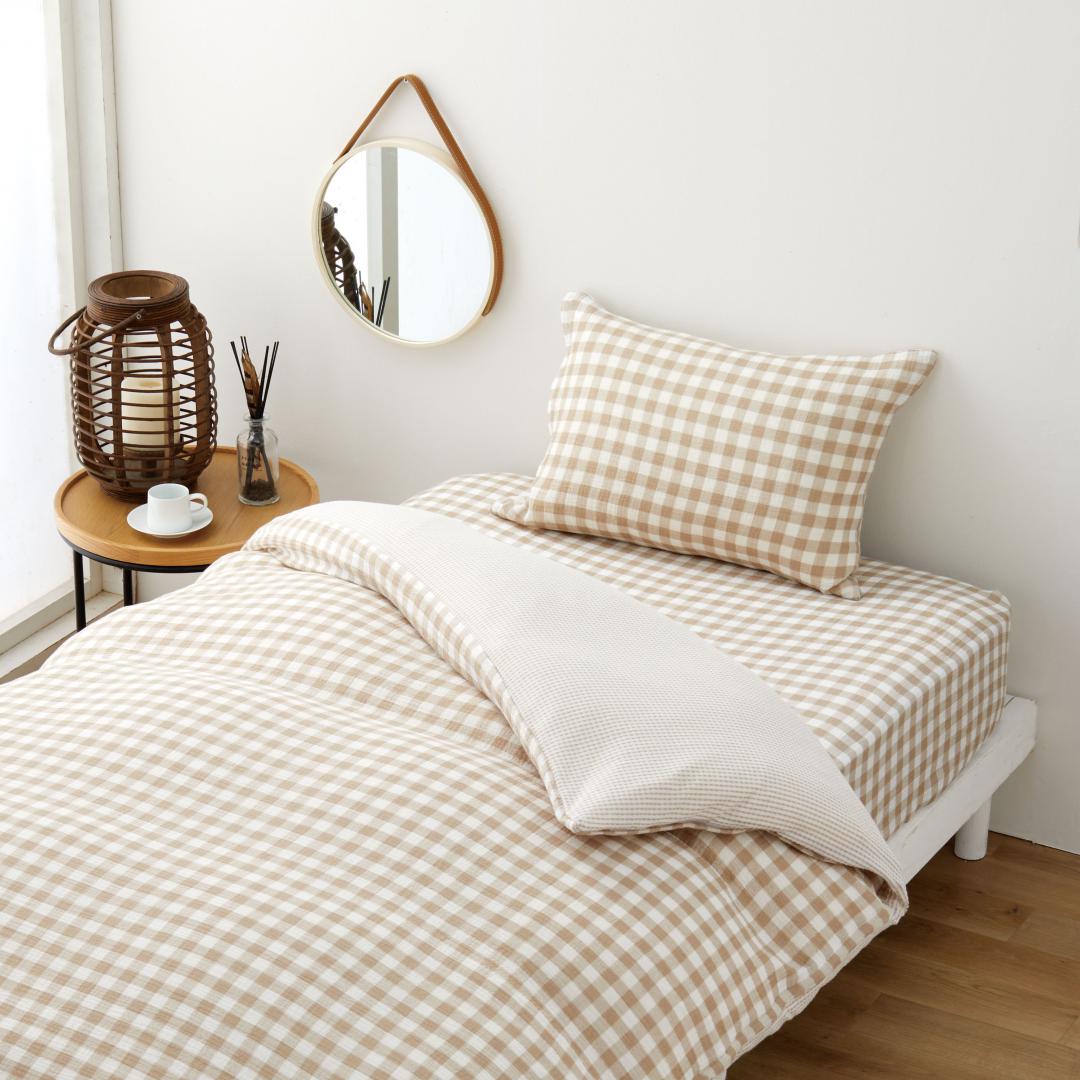 枕カバー　綿水洗い2重ガーゼ　BE　(43×63)