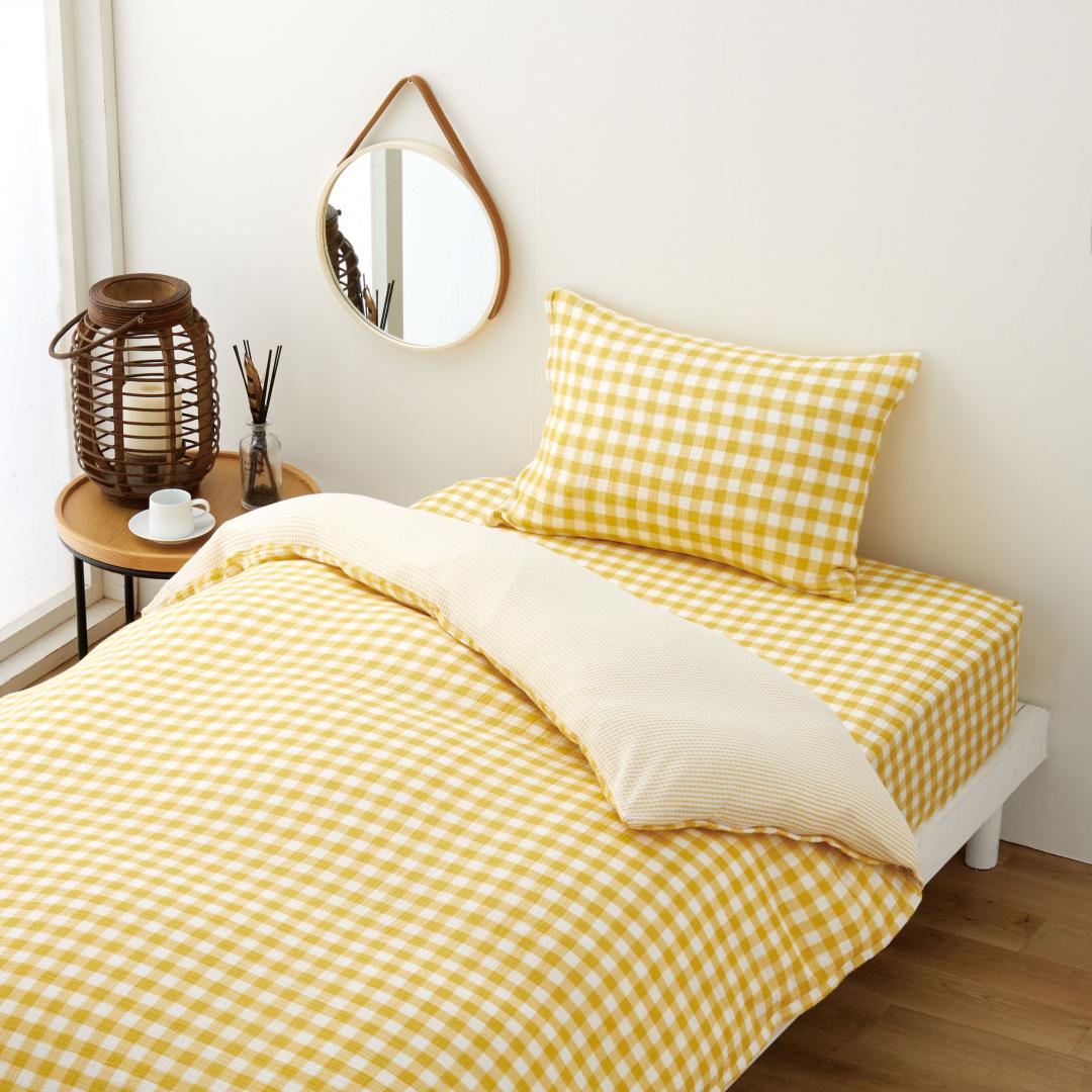 ベッドシーツ　綿水洗い2重ガーゼ　YE　(シングル)