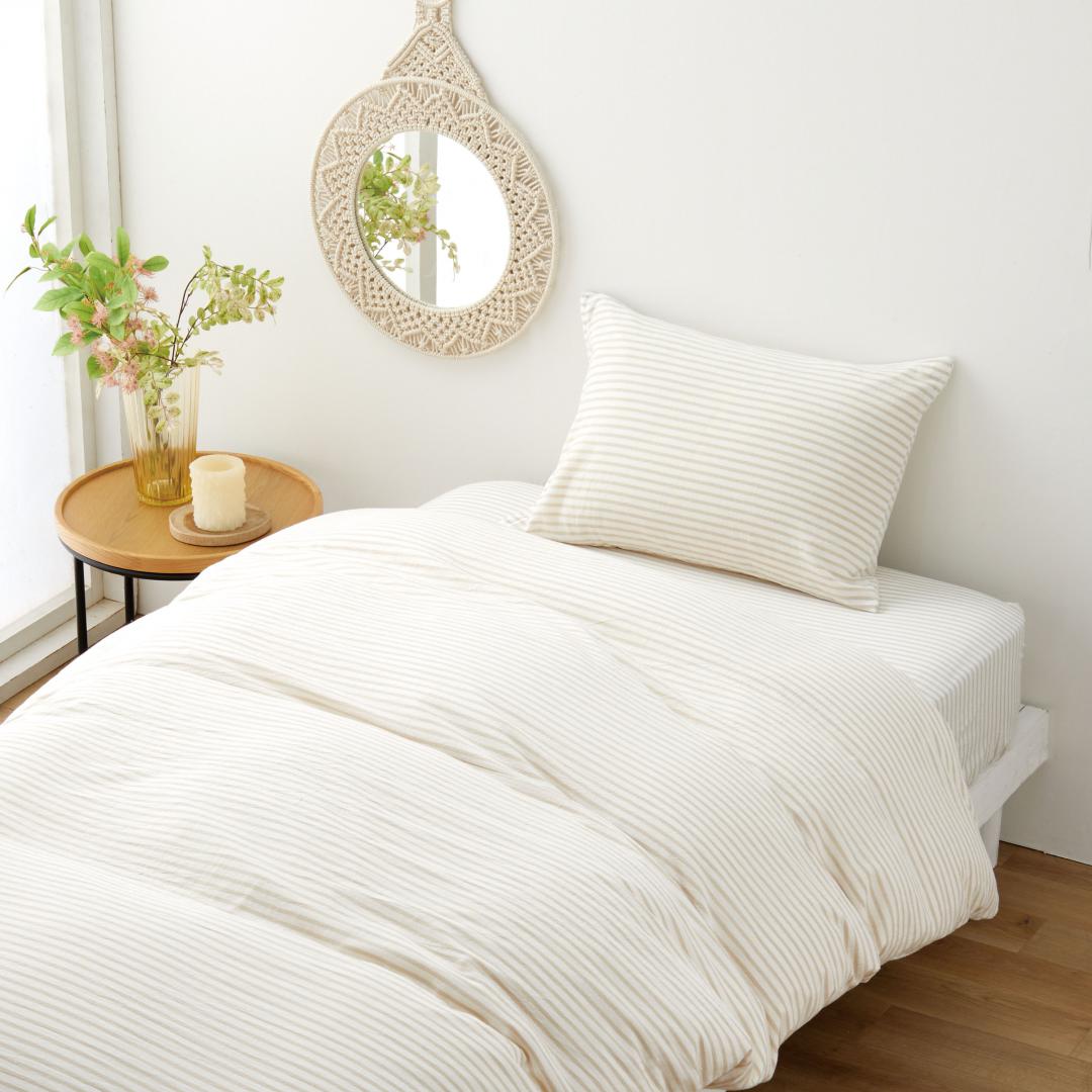 ベッドシーツ　綿ウォッシュライン　BE　(シングル)