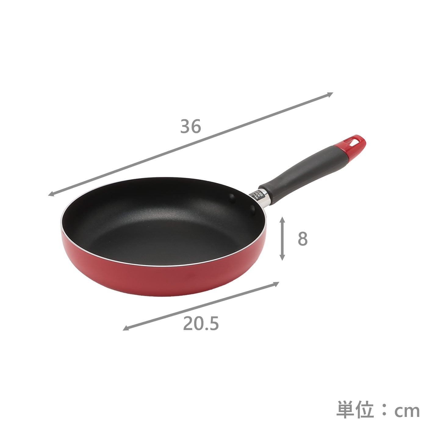 【ガス火】フッ素コートフライパン20cm　レッド