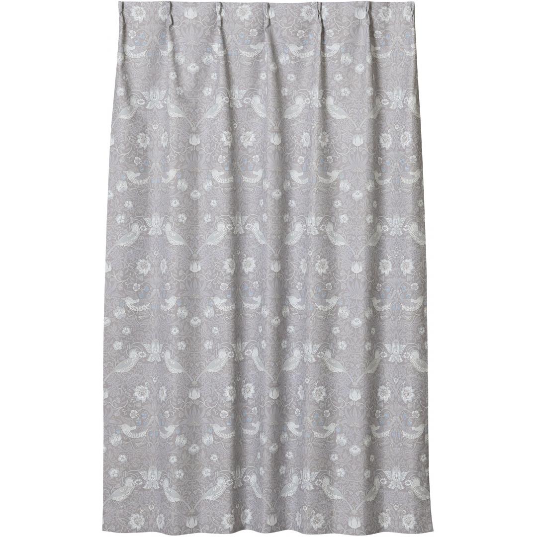 厚地カーテン　いちご泥棒　100×200　2枚組　GY