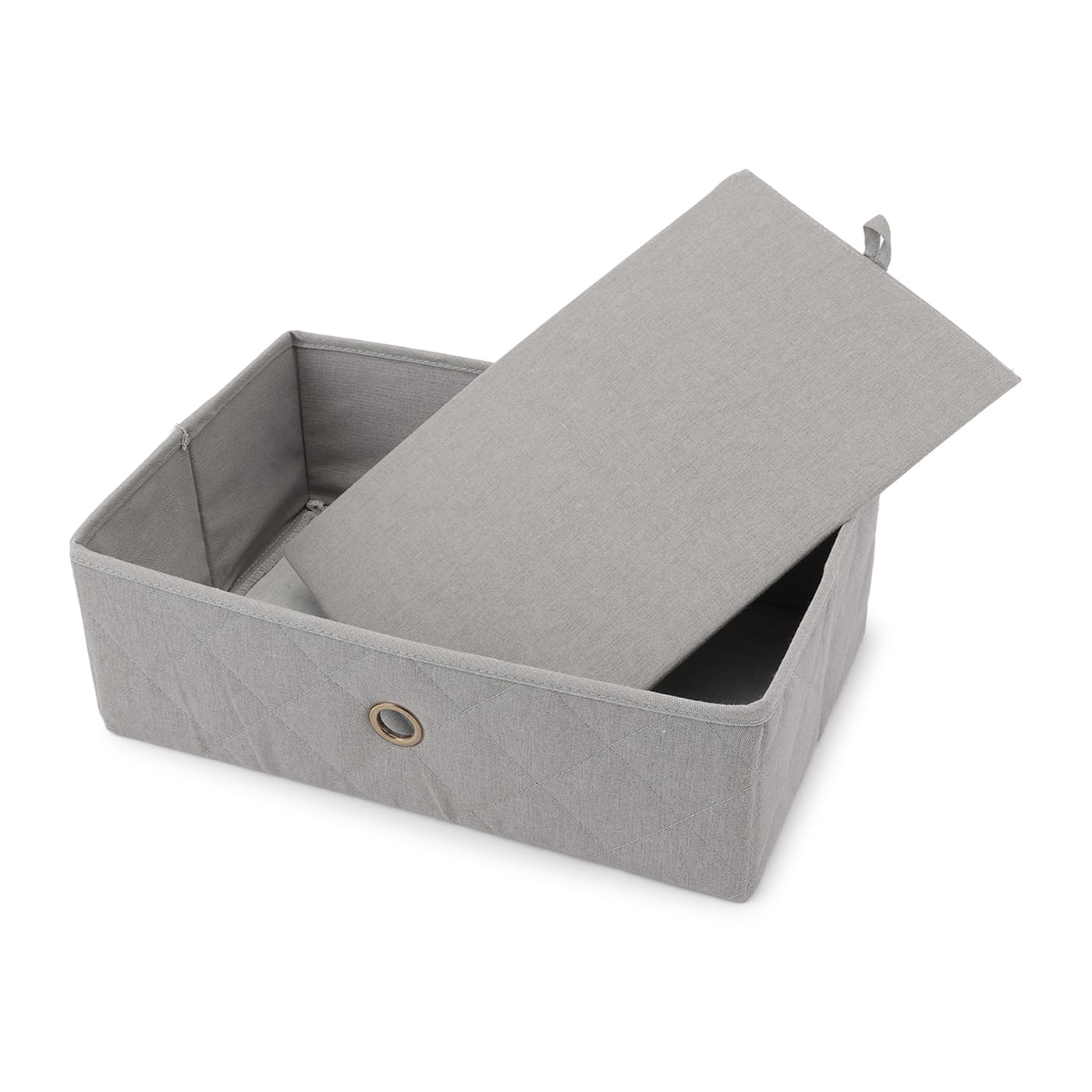 折り畳み収納BOX　ワイド浅型キルテッド　GY