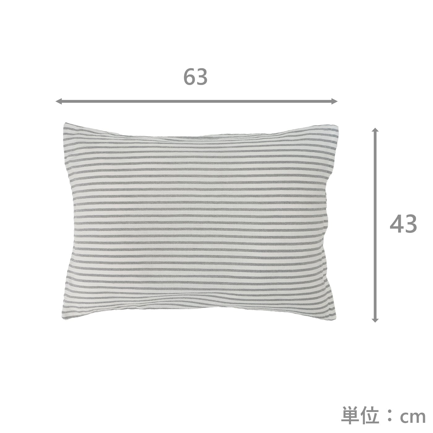 枕カバー　綿ウォッシュライン　CGY　(43×63)