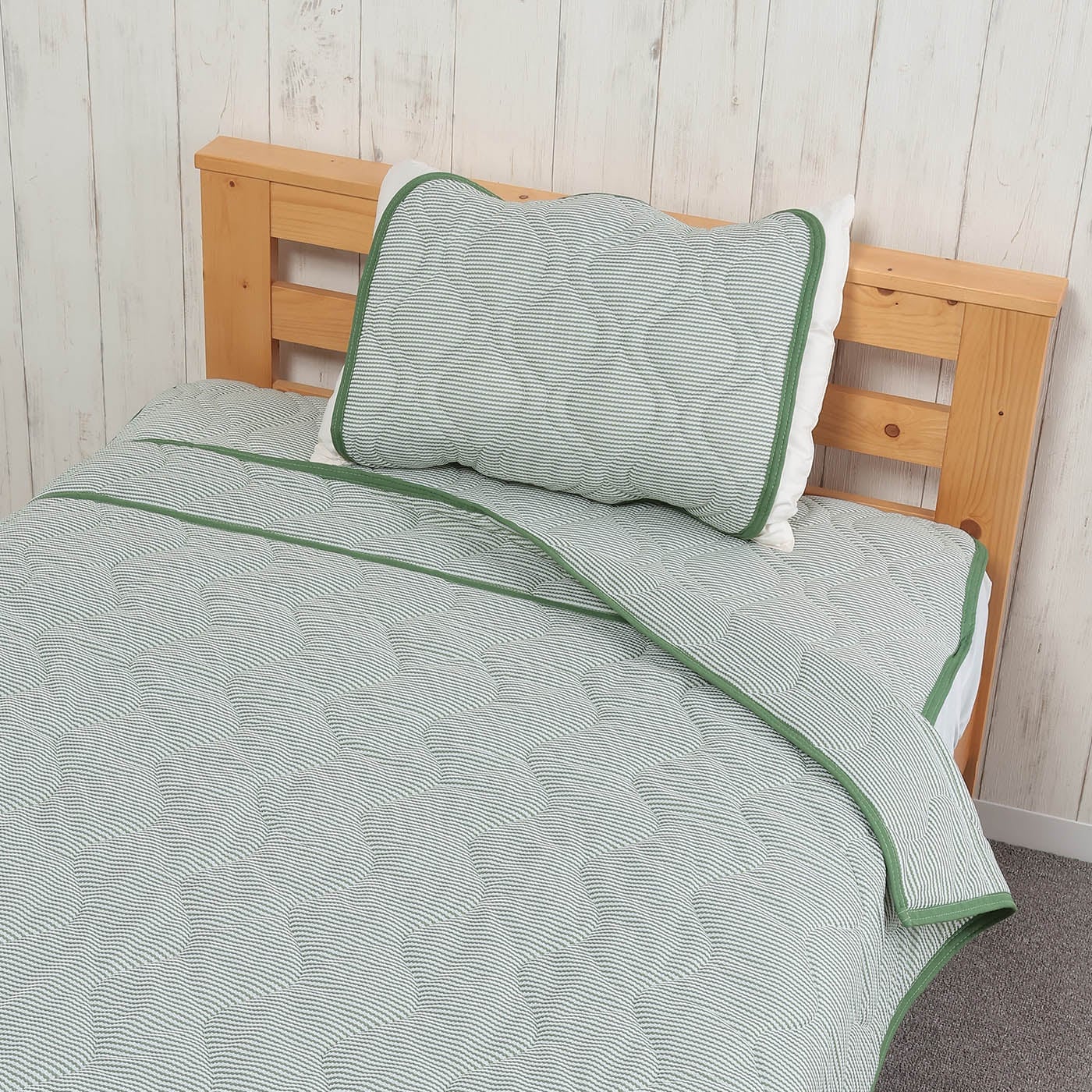 枕パッド　ボーダーワッフル　GR　(43×50)