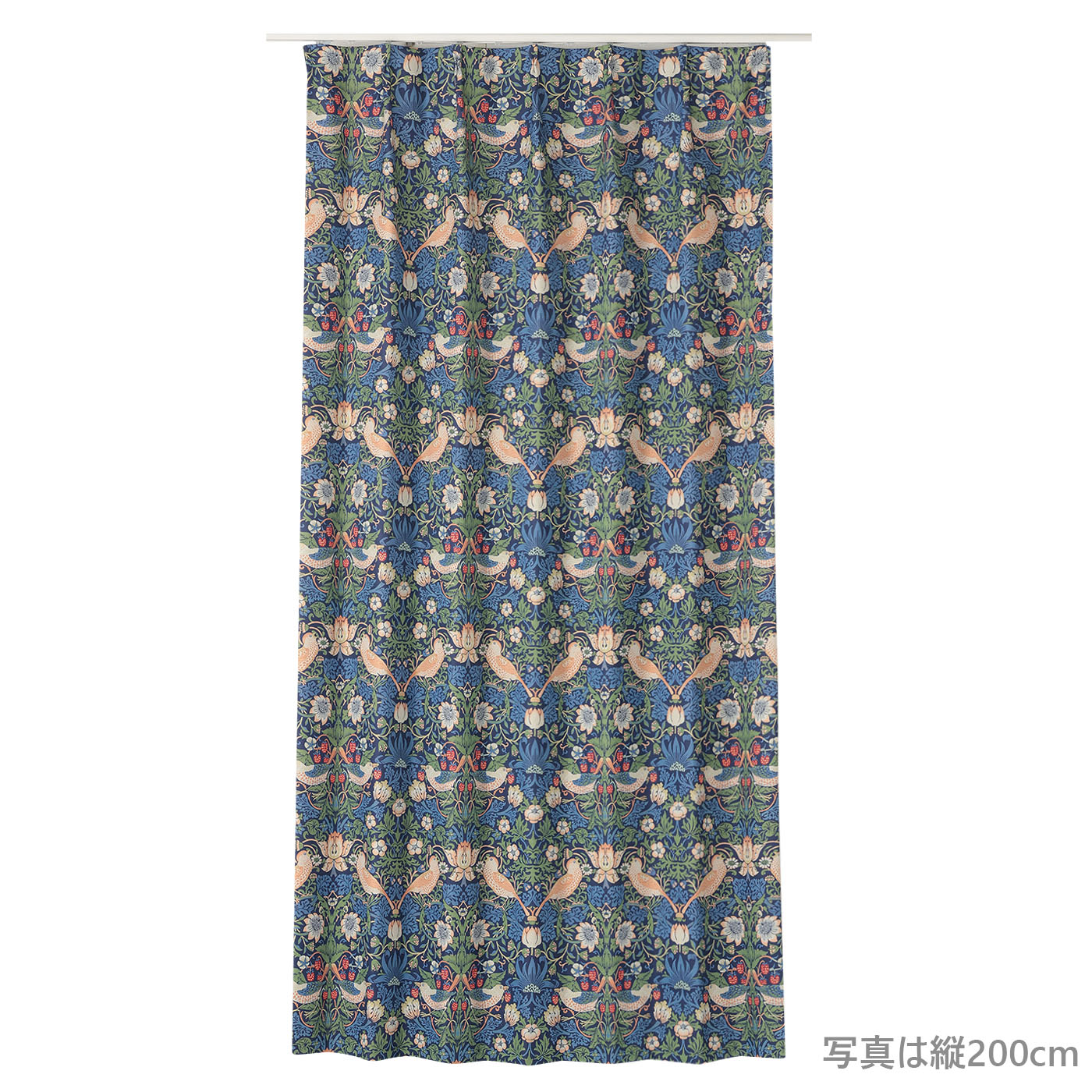 厚地カーテン　いちご泥棒　100×200　2枚組　NV
