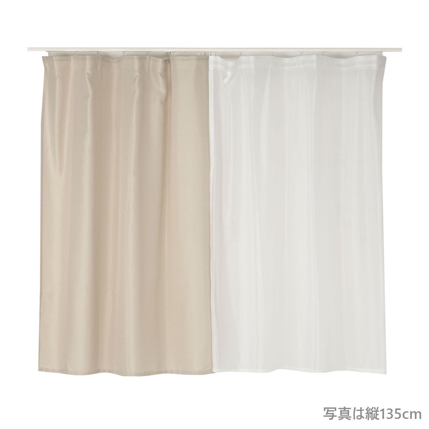 厚地カーテン+レース　ゴーフル　110×135　4枚組　BE