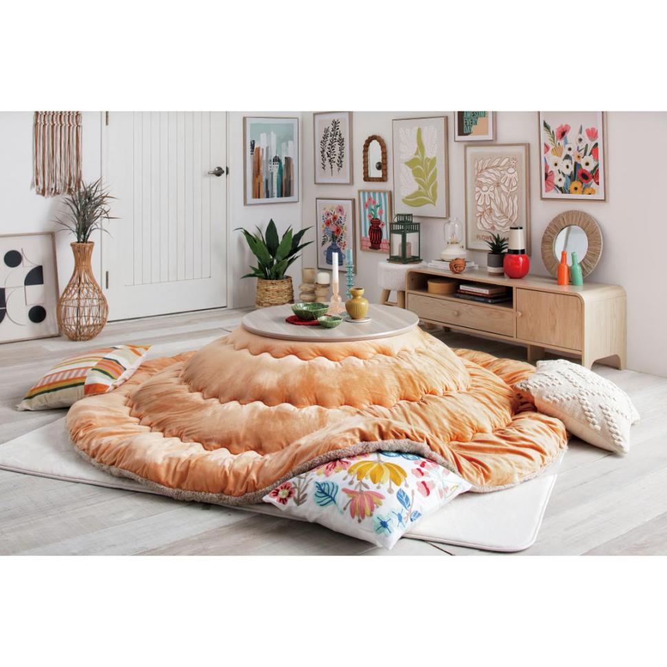 円形薄掛コタツふとん掛　UZベアベア22　OR丸掛