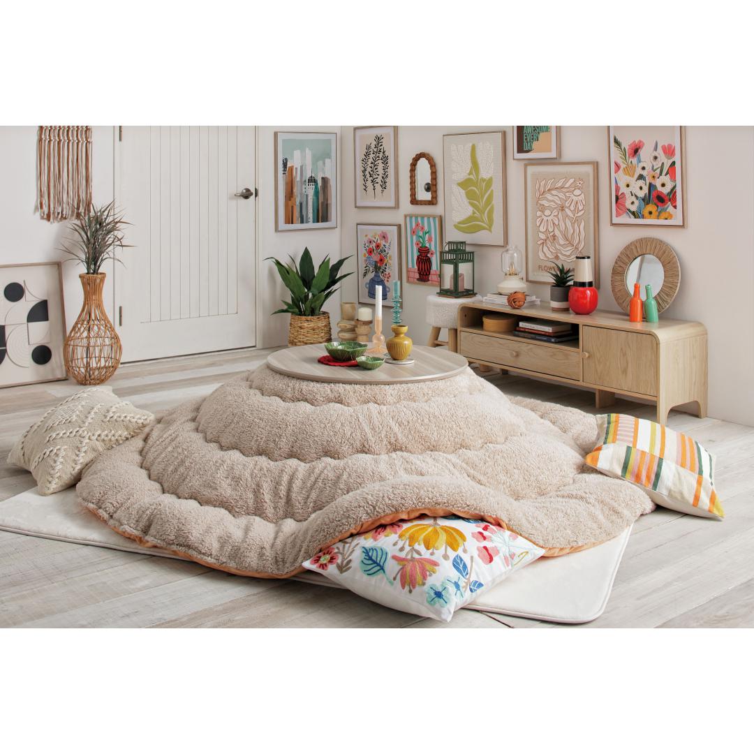 円形薄掛コタツふとん掛　UZベアベア22　OR丸掛