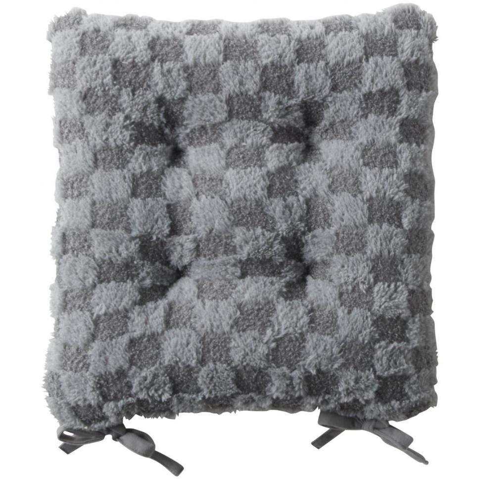 シートクッション(わた)　チェッカー暖か　GY(38×38)