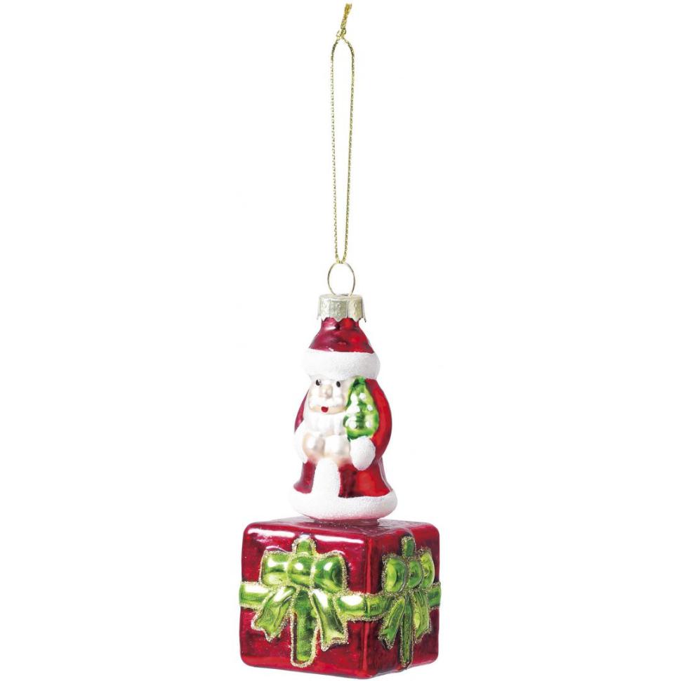 ガラスオーナメント　サンタと贈り物　RE