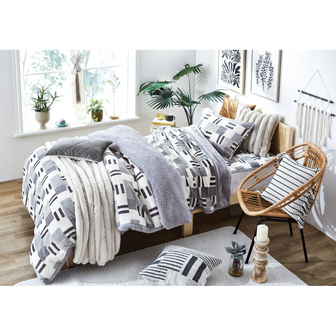 合わせ毛布　ハジス暖か　GY(シングル)