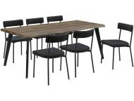 ダイニング7点セット　ドミノ180　BR・DGY布