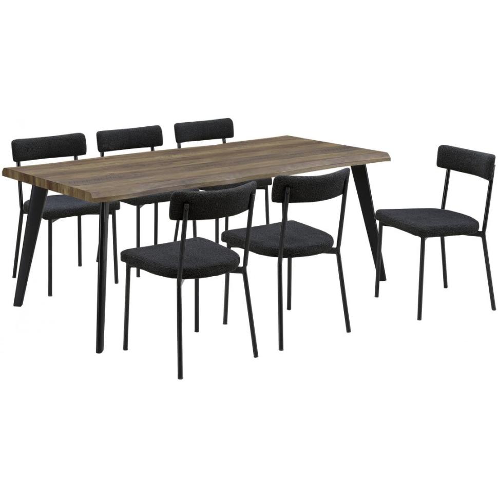 ダイニング7点セット　ドミノ180　BR・DGY布