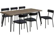 ダイニング7点セット　ドミノ180　BR・BKPVC