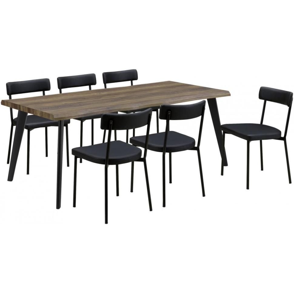 ダイニング7点セット　ドミノ180　BR・BKPVC