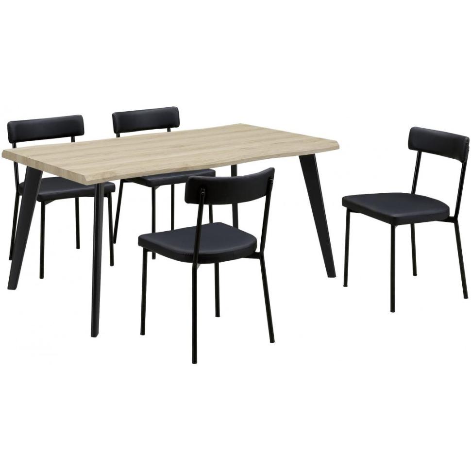 ダイニング5点セット　ドミノ150　NA・BKPVC