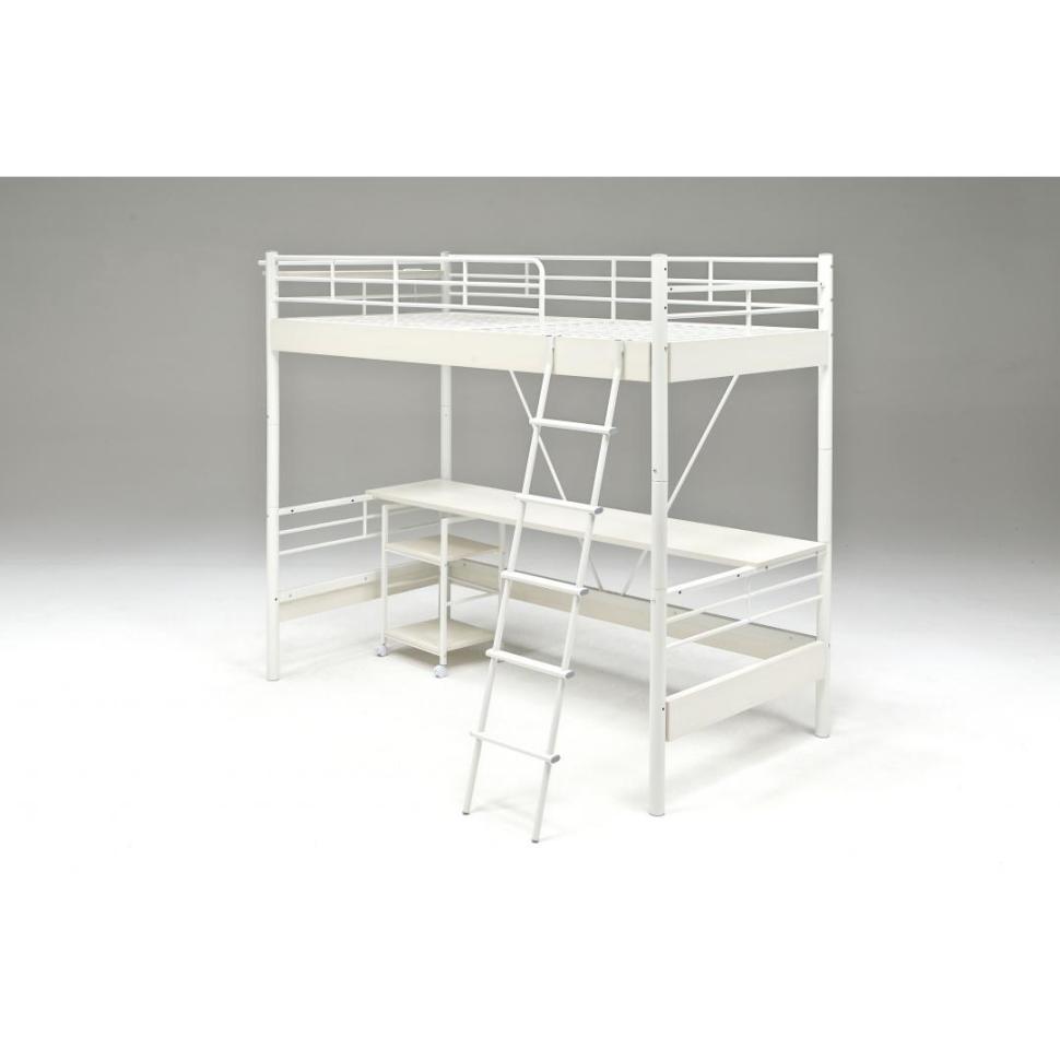 デスク付ベッド　ベイル　ハイベッドデスク　WH/WW