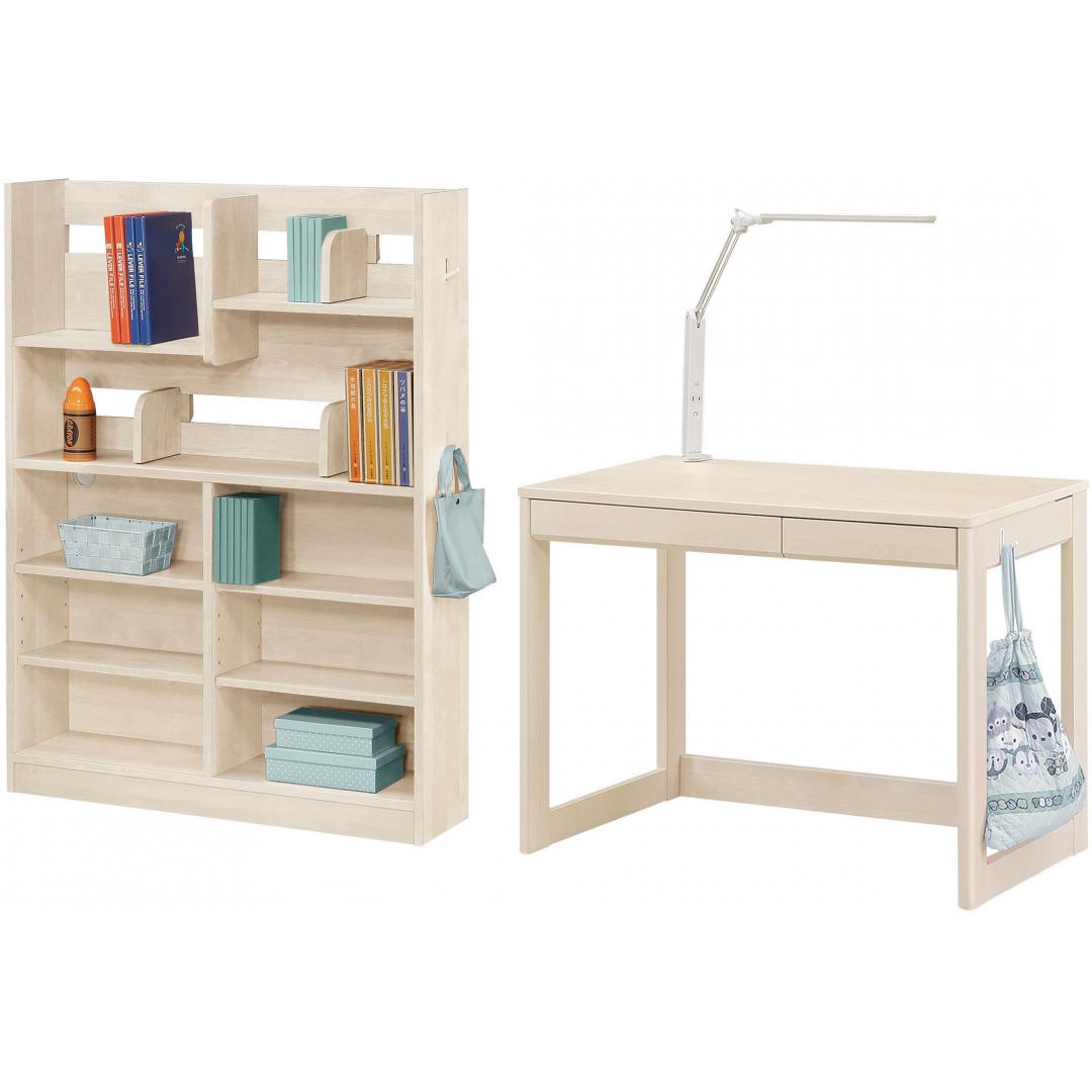 【堀田木工所】システムデスク2点セット　グロース100SB　WH(照明別売)