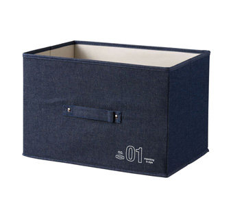 画像：折り畳み収納BOX　ワイド深型デニム