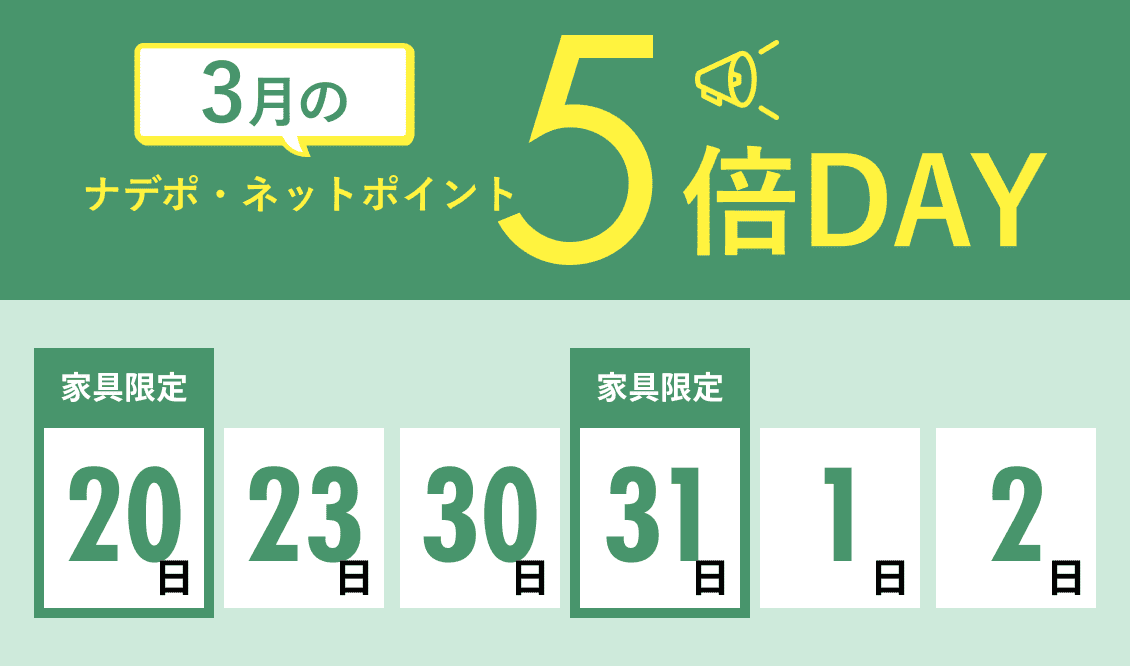 3月のナデポポイント・ネットポイント5倍デー